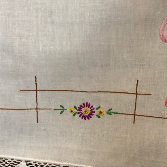 Embroidered Floral Baskets Table Cloth - 36 x 37.25 inches - Boho Home Decor - Picture 7 of 14